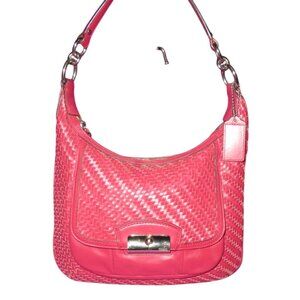 Coach 2012 Kristin Woven Maroon Leather Hobo Handbag